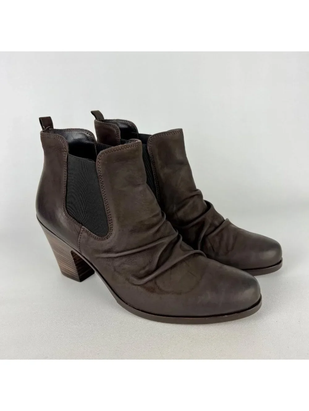 Paul Green Womens Jano Brown Leather Scrunch Chelsea Ankle Boot size US 8.5 UK 6